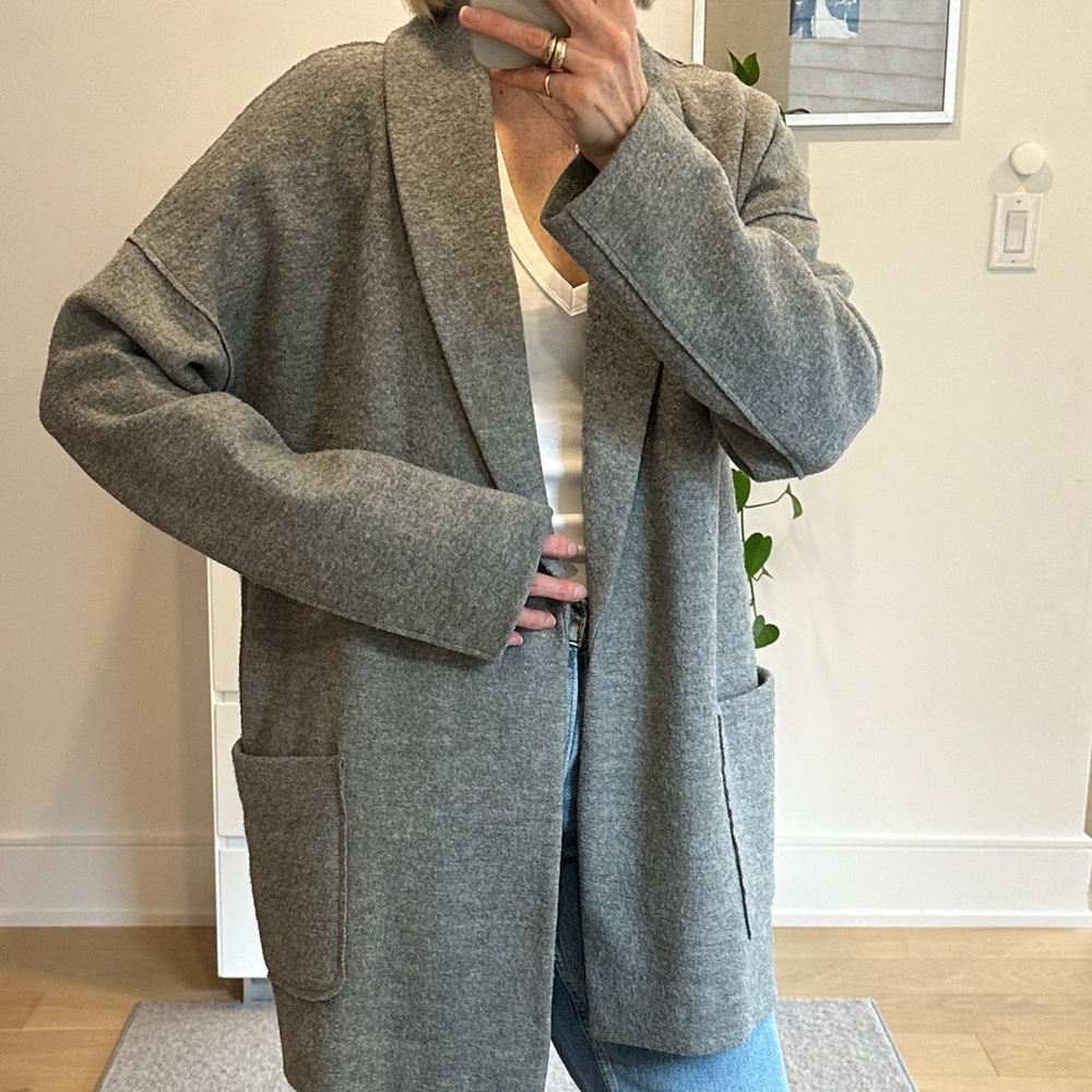Babaton Heather Gray Thick Shawl Collar Sweater